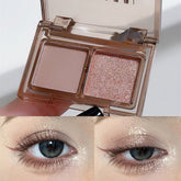 YICKYUE - Two-colors Eyeshadow Palette Rose Pink Black Color Pearl Matte Glitter Eyeshadow Lasting Shiny Earth Color Eye Shadow Eye Makeup