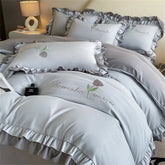 YICKYUE Princess Style Soft Duvet Cover Set Double Comforter Cover with Pillowcase Bed Sheet Home Four Piece Sets Fashion Bedding Set