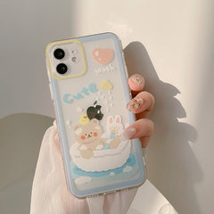 Summer swim duck and bear cute cartoon silicone cover for iphone 11 12 mini pro max xsmax xr x 8 7 plus lovely phone case capa