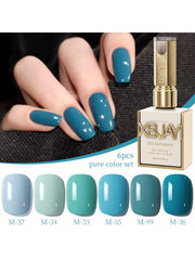YICKYUE - 6pcs/Set 15ml Gel Nail Polish Set Fall Shine Finish Semi Permanent Glitter Sequins Nail Polish Set Kit Soak Off Uv Varnish Nail