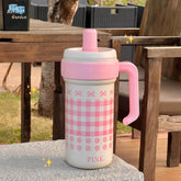 YICKYUE - Kawaii Insulated Water Bottle With Straw Handle Infuser Cute Stainless Steel Leak Proof Tumbler Coffee Tea Juice Women Thermos