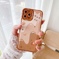 Sweet cream leather silicone phone case for iphone 12 mini 7 8 plus 13 11 pro max xsmax x xr cute lucky soft protective cover