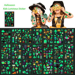 Child Cartoon Luminous Tattoo Sticker Halloween Party Glow Sticker On The Face Arm Leg Children Body Art Sticker