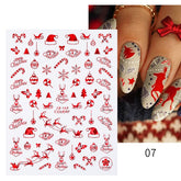 Gold Christmas Snowflake 3D Nail Stickers Sparkly iridescent Silver Xmas Tree Elk Deer Transfer Sliders Winter Nails Accessories