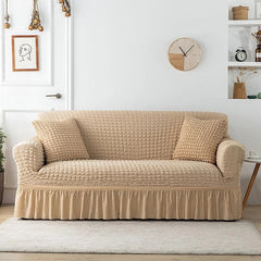 1/2/3/4 Seater Bubble Plaid With Skirt Dining Sofa Cover Elastic Sofa Slipcover Stretch Sofa Covers Universal Size Sofa Cover