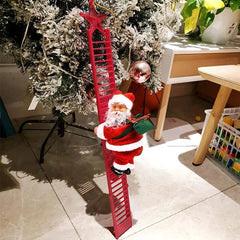 YICKYUE - Electric Climbing Ladder Music Santa Claus Doll Christmas Ornament Decoration Christmas Gift Christmas Tree Hanging Decor
