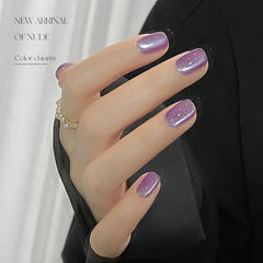 YICKYUE - 10ML 1-9PCS Autumn And Winter Purple Immortal Mew Magnet Cat Eye Gel Nail Polish Christmas Nails Purple Glass Bead Nail Glue