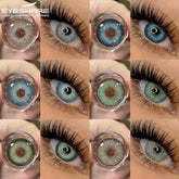 YICKYUE - 1Pair Colored Contact Lenses for Eyes Gray Pupis Blue Lens Green Eye Lenses Yearly Fashion Lenses Cosmetic Eye Contacts