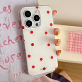 YICKYUE - Ins Red Points Summer Phone Case For Iphone 15Pro 15 14 13ProMax 14Pro 13 12 Pro Max 12Pro 15ProMax Shockproof Fundas Cover