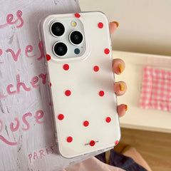 YICKYUE - Ins Red Points Summer Phone Case For Iphone 15Pro 15 14 13ProMax 14Pro 13 12 Pro Max 12Pro 15ProMax Shockproof Fundas Cover