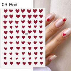 1PC Love Heart Designs 3D Nail Sticker Valentines's Day Black Red Transfer Decals Slider Gifts For Nails Decoration Manicures