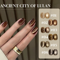YICKYUE - 10ML 1PCS Loulan Ancient City Brown Nails Orange Nails Autumn And Winter Hot Selling Glass bead Black Brown Cat Eye Nail Glue