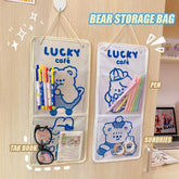 W&G Japanese Cute Little Bear Wall Hanging Storage Bag Ins Dormitory Wall Hanging Storage Bag Decoration Kawaii Hanging Pocket