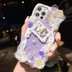 Handmade For iPhone 12 11 13 pro max case 3D Angel Photo Frame iP 7/8plus Bling phone shell 12 Mini DIY creamy cover XS XR SE20