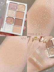 Yickyue Shiny Bright Eyes 8 Color Eye shadow Palette Glitter Matte Shimmer Eye Makeup Pigmented Long Lasting Waterproof Smooth Cosmetics