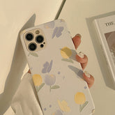 Leather phone case for iphone 7 8 plus xr xs max x 11 12 mini pro max flower cute cover conque funda