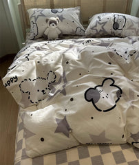 YICKYUE - Cute cartoon dog star bedding set teen boy,twin full queen lovely puppy cotton home textile bed sheet pillow case quilt cover