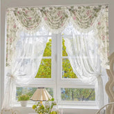 YICKYUE - American Flower Ruffled Lace Valance Curtain For Living Room Bedroom Romantic Pastoral Waterfall Short Tulle Drapes For Kitchen
