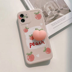 3D peach soft silicone phone case for iphone x xr xs max 11 12 mini pro max 8 7 plus Unzip cover shell capa conque