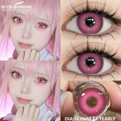 YICKYUE - 1 Pair Fashion Pink Cosplay Anime Lenses Color Contact Lenses for Eyes Cosmetics Purple Lenses Yearly Eye Contact Lens