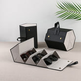 Portable Leather Glasses Storage Box Dustproof Multi Slots Sunglasses Eyeglasses Display Case Home Travel Eyewear Organizer Bag
