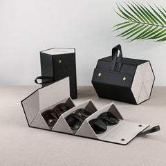 Portable Leather Glasses Storage Box Dustproof Multi Slots Sunglasses Eyeglasses Display Case Home Travel Eyewear Organizer Bag