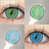 YICKYUE - 2PCS Cosplay Anime Colored Contact Lenses for Eyes Green Pupils with Myopia Pink Lenses Beauty Halloween Cosmetics Lenses