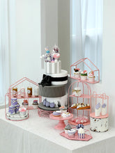 Pink Dessert Stand Geometric Line Cake Stand Props Wedding Celebration Dessert Cake Plate Decoration Ornaments