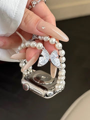 YICKYUE - Luxury Diamond Butterfly Band For iWatch Ultra 10 9 8 7 42mm 45 46mm 49mm Pearl Women Strap For Apple Watch 38 40 41mm 6 5 SE 4