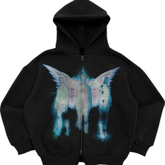 Hearujoy Gothic Retro High Street Hoodies Y2k Zip Up Hoodie Men and Women Clothes Hip Hop Punk Loose Sweatshirt Zipper Pullover Cardigan