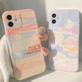 Beautiful landscape phone case for iphone 7 8 plus xs max x xr se 12 mini 11 pro max soft silicone painting scenery cover