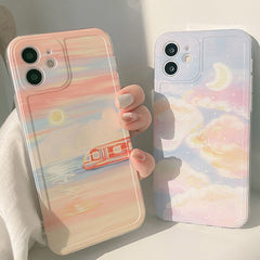 Beautiful landscape phone case for iphone 7 8 plus xs max x xr se 12 mini 11 pro max soft silicone painting scenery cover