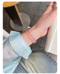 YICKYUE - Women Slim Transparent Laser Strap for Apple Watch Band 42mm 46 49 45 40 44 38 41mm Acrylic Bracelet for iWatch 10 9 8 7 SE 6 5