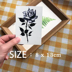 Waterproof Temporary Tattoo Sticker Black And White Rose Flower Design Body Art Fake Tattoo Flash Tattoo Ankle Female Male