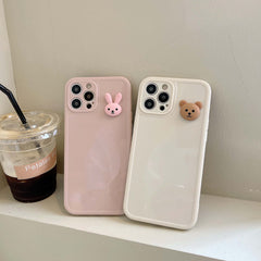 3D rabbit bear phone cover for iphone 12 mini 7 8 plus x xr xsmax 11 pro max soft silicone couple cartoon cute case shell conque