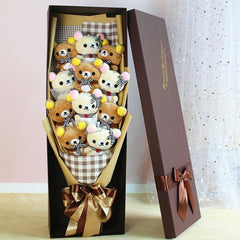 Cute Teddy Bear Stuffed Animal Plush Toy Lover Rilakkuma Bear Flower Bouquet Gift Box Birthday Valentine's Day Christmas Gifts