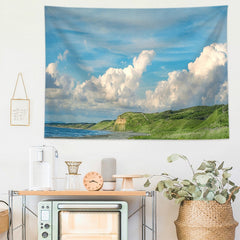 Ins Wall Hanging Cloth Scenery Tapestry Bedhead Wall Tapestries Cartoon Window Short Curtain Street Landscape Printed Tapestry