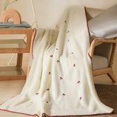 Korean Baby Velvet Embroidered Blanket Double Sided Warm Blanket for Travel Bedroom Single Nap Office Sofa Cover for All Seasons