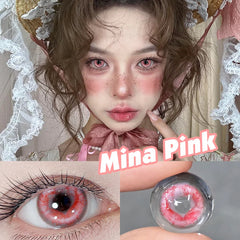 YICKYUE 2pcs 1pair Cyber Series Halloween Colored Contact Lenses for Makeup Eyes Big Pupils Red Contact Lenses Brown Lens Myopia