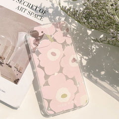 Pink pink flower summer soft silicone phone case for iphone 12 mini 11 pro max 7 8 plus se 2020 xs max xr x cute cover capa