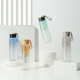 Simple And Fashionable Gradient Large-Capacity Glass Portable Handle Student Take-Out Sports Water Cup Couple Cups My Bottles