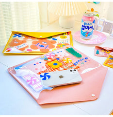 Milkjoy Forest Bunny Storage Bag Desk Organizer Cute Cartoon Snap Button A4 File Bag Card Holder