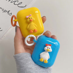 Diy handmade duck cute 3d earphone case for apple air pod pro wireless bluetooth charging box for airpod 3 2 1 silicone cover
