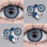 YICKYUE Prescription Colored Contact Lenses Yearly Myopia Coloured Contacts for Eyes Makeup Natural Blue Lens with Degree 2Pcs
