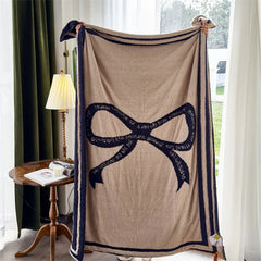 YICKYUE - AB Double-sided Living Room Autumn and Winter Nordic Shawl Sofa Blanket Cartoon Bow Love Half-side Velvet Blanket