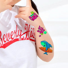 Tropical Fish Dream Whale Dolphin New Luminous Tattoo Sticker Children Fun Temporary Fake Tattoo Arm Leg Child Body Art Sticker