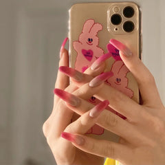 24Pcs/Box Charming Butterfly Long Ballet Wearable Fake Nails Pearl Graffiti Full Cover Detachable Finished Fingernails