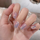 YICKYUE - Short French Fake Nails Waterproof Full Cover Square Head Press on Nails Wearable Manicure Detachable False Nail Women