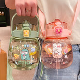 Yickyue Double Drinking Cup Large-capacity Summer Water Bottle Portable High-value Big Belly Cup Strap Cute Children's Water Bottle