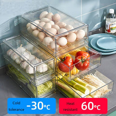 Transparent Drawer Refrigerator Storage Box Food Organizer Storage Containers Fruit Vegetable Fresh-keeping Box Can Be Stacked